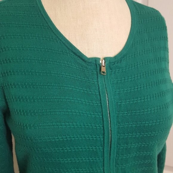 Ann Taylor Green Zip Front Cardigan - Picture 2 of 4